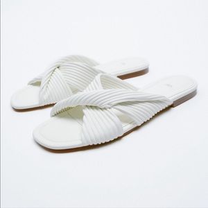 Zara pleated white sandal - new